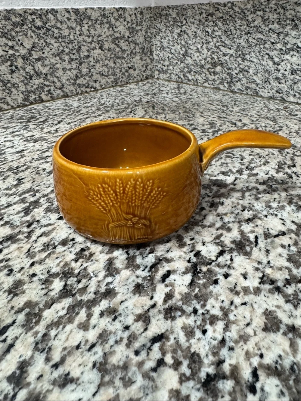 Franciscan Harvest Wheat Ceramic Handled Small Crock - Amber Brown
